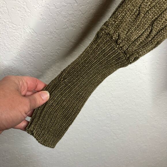 Ralph Lauren bronze brown cable knit linen cocoon open front cardigan size Small - Picture 7 of 14